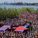 Crowd gathered on Roosevelt Island in New York City to hear Hillary Clinton June 13, 2015
Hillary Clinton via Twitter